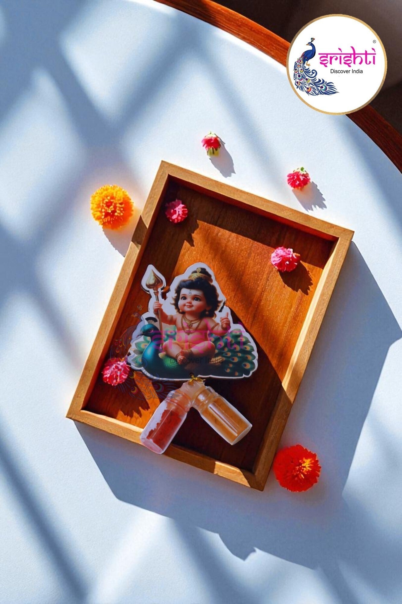 Peacock Murugar with Haldi Kumkum-3 Inches