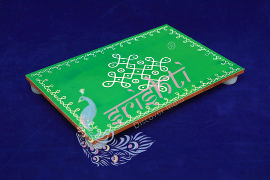 Rangoli Wooden Plank-Green 8 Inches