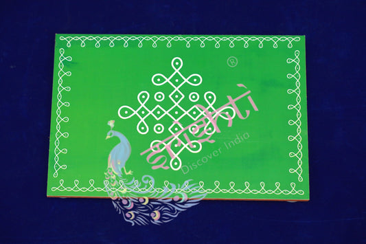 Rangoli Wooden Plank-Green 8 Inches