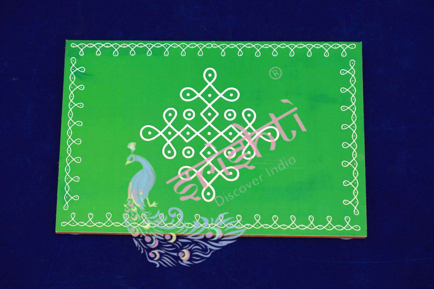 Rangoli Wooden Plank-Green 8 Inches