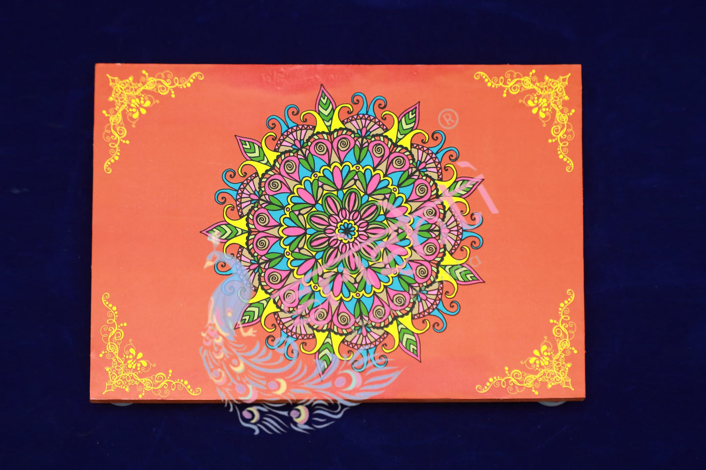 Rangoli Wooden Plank/Chowki-Red