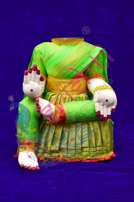 Varalakshmi Goddess Doll (light Green)-11.5 Inches