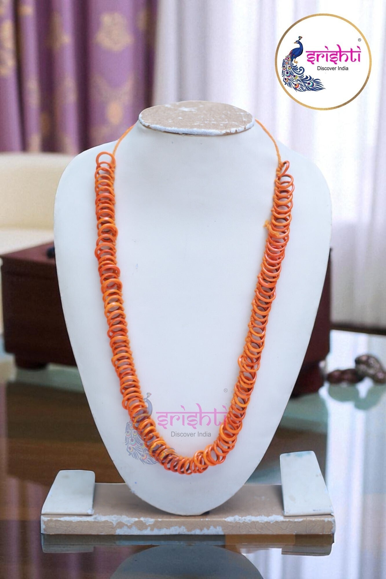 Orange Small Bangles Malai (108 Bangles)-13 Inches