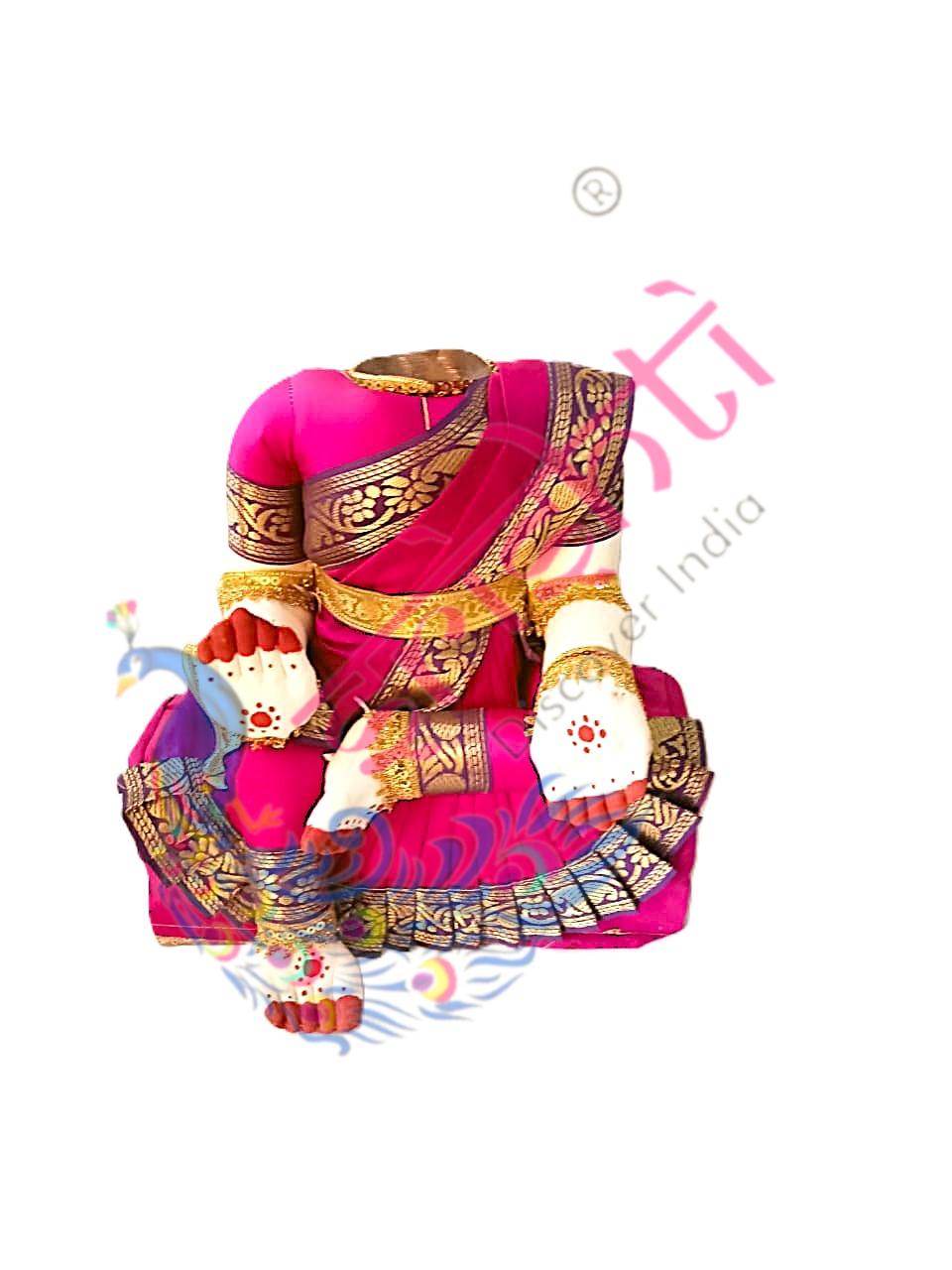 Varalakshmi Goddess Doll with Wooden Stand(Lite Blue)-10.5 Inches