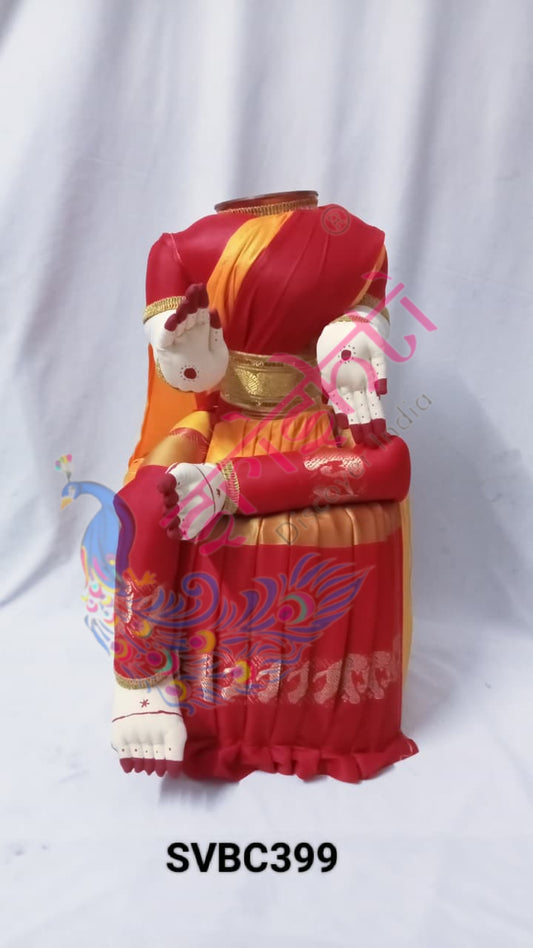 Varalakshmi Goddess Dress (Red with Yellow)-22 Inches