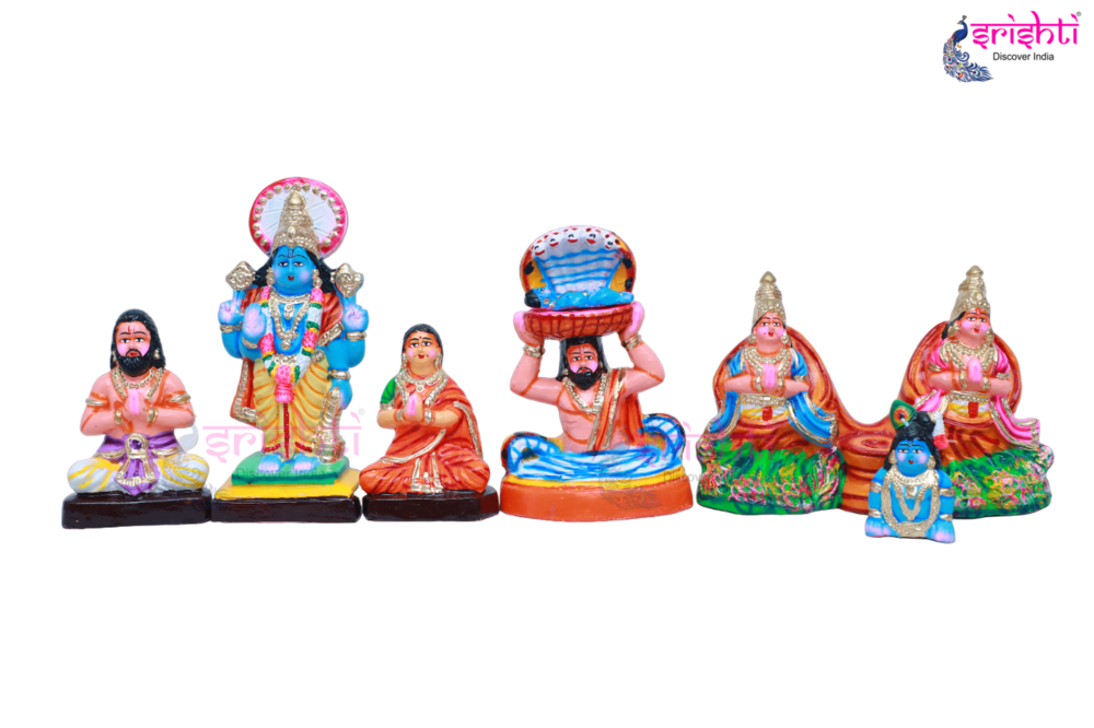 Krishnan Leela Set - Paper mache Goll Doll Bommai