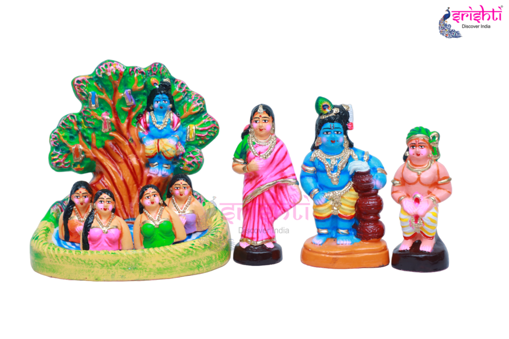 Krishnan Leela Set - Paper mache Goll Doll Bommai