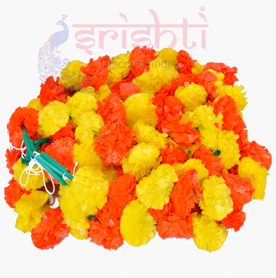 Artificial Marigold Strings(Yellow with Orange)