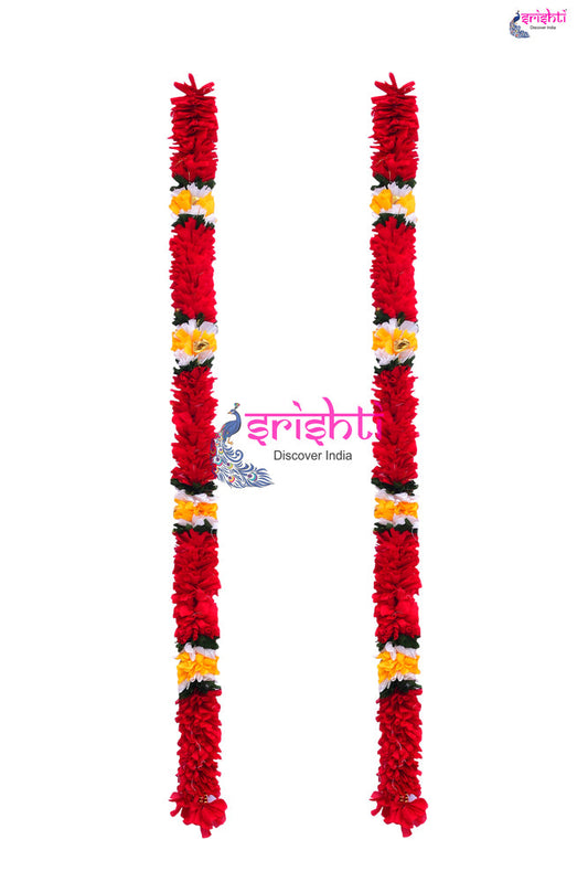 Artificial Door Garland Pair-Red Orange Green