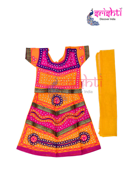 Radha red with Yellow Dress Lehanga Choli With Dupatta-5 to 6 Years