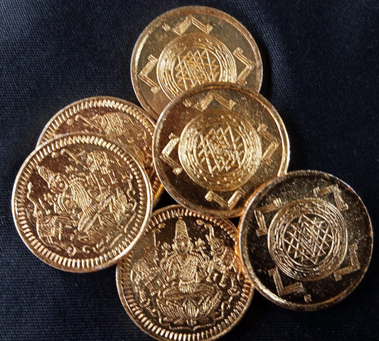 Gaja Lakshmi pure copper - Gold Coated  Coin 3 gms - Lakshmi Pooja