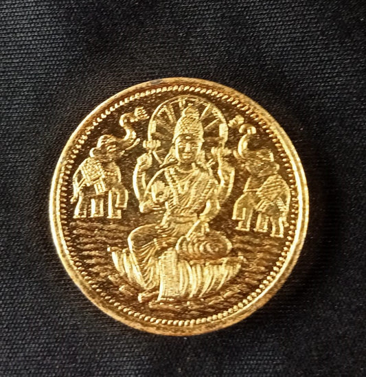 Gaja Lakshmi pure copper - Gold Coated  Coin 3 gms - Lakshmi Pooja