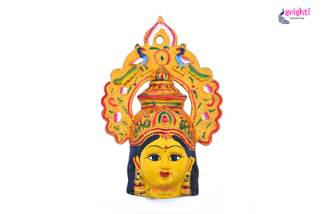 Varalakshmi Amman Yellow Face with Peacok Crown-10 Inches