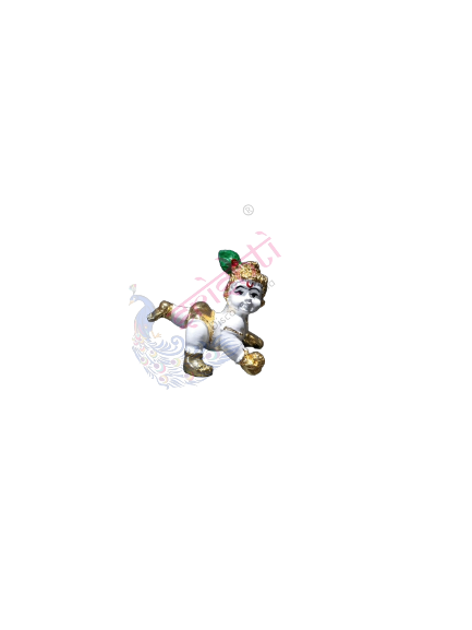 Crawling Krishna White with Gold Metal Color Plated-2.5 Inches