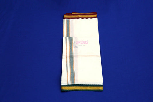 Srishti Premium White Mylkan Cotton Dhoti/Veshti/Pancha-9x5 Yards